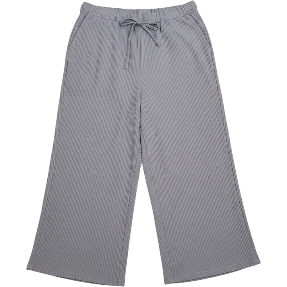 Cider Grey Ribbed Knit Wide Leg Pants Drawstring Lounge Trousers 3XL